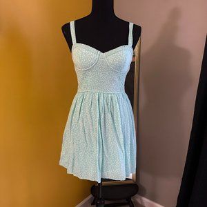 Hollister Dress Corset Dress Sundress Womens Dress Small Blue & White Polka Dot